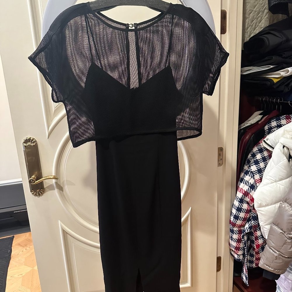 L'Agence Black Midi Dress with Removable Sheer Cover | Size 0 *Worn Only Once